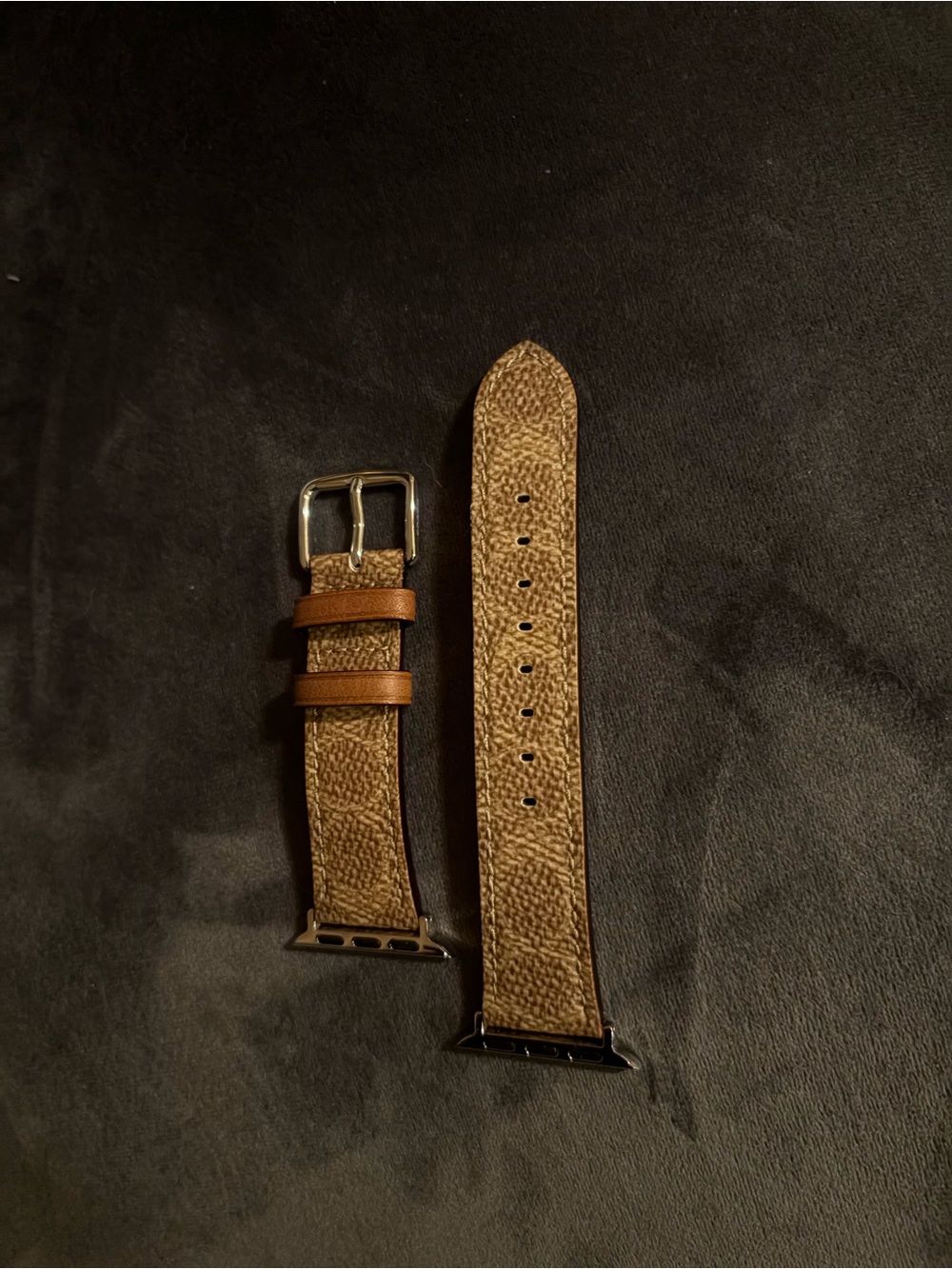 Coach Textured Brown Leather Apple Watch Band